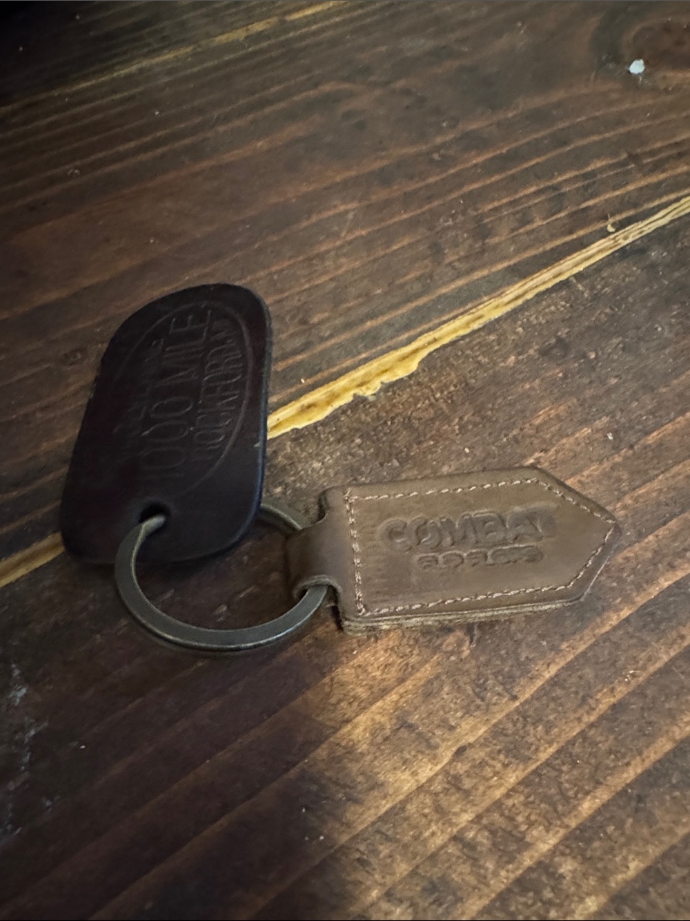 Combat Flip Flops Keychain W/Wolverine 1000 Mile Leather tab